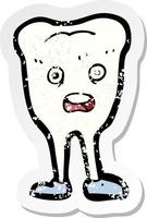 retro distressed sticker of a cartoon happy tooth vector