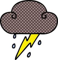 quirky comic book style cartoon thunder cloud vector