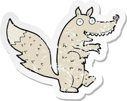 retro distressed sticker of a cartoon wolf vector