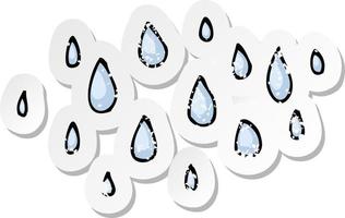 retro distressed sticker of a cartoon raindrops vector