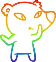 rainbow gradient line drawing cute cartoon bear vector