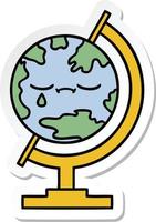 sticker of a cute cartoon globe of the world vector