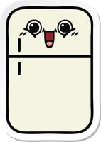 sticker of a cute cartoon fridge freezer vector