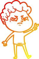 warm gradient line drawing cartoon angry man vector