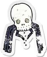 retro distressed sticker of a cartoon spooky skull spider vector