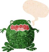 cartoon toad and speech bubble in retro textured style vector