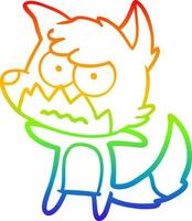 rainbow gradient line drawing cartoon annoyed fox vector