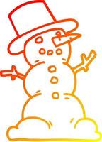 warm gradient line drawing cartoon traditional snowman vector