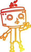 warm gradient line drawing cartoon robot vector