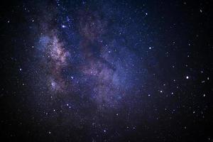 Close-up of Milky way galaxy with stars and space dust in the universe, Long exposure photograph, with grain. photo