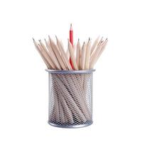 red pencil in metal basket