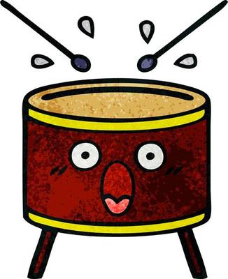 retro grunge texture cartoon drum