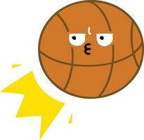 flat color retro cartoon basketball vector