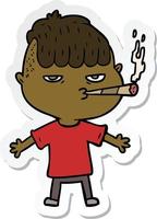 sticker of a cartoon man smoking vector