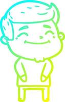 línea de gradiente frío dibujo hombre de dibujos animados feliz vector