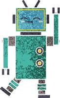 retro illustration style cartoon happy robot vector