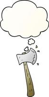 cartoon axe and thought bubble in smooth gradient style vector
