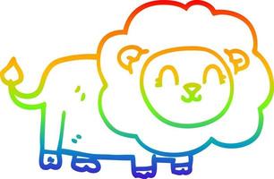 rainbow gradient line drawing cartoon happy lion vector