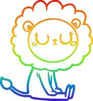 rainbow gradient line drawing cartoon lion vector