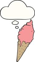 cartoon ice cream and thought bubble vector