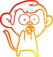 warm gradient line drawing cartoon shocked monkey vector