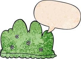 cartoon hedge and speech bubble in retro texture style vector