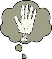 cartoon zombie hand and thought bubble vector