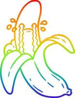 dibujo de línea de degradado de arco iris plátano llorando de dibujos animados vector