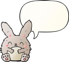 cute cartoon rabbit and speech bubble in smooth gradient style vector