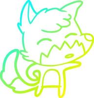 cold gradient line drawing cartoon fox vector