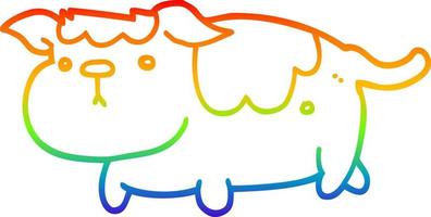 rainbow gradient line drawing cartoon dog vector