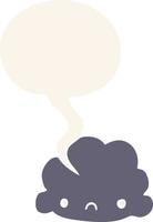 cartoon cloud and speech bubble in retro style vector