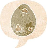 cartoon egg and speech bubble in retro textured style vector