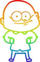 rainbow gradient line drawing cartoon bald man staring vector