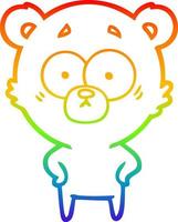 rainbow gradient line drawing surprised bear cartoon vector