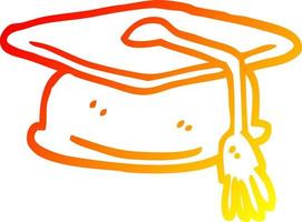 sombrero de graduación de dibujos animados de dibujo lineal de gradiente cálido vector