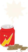 cartoon can of soda and speech bubble in retro style vector