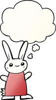 cute cartoon rabbit and thought bubble in smooth gradient style vector