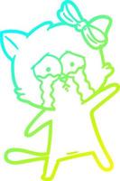 cold gradient line drawing cartoon cat vector