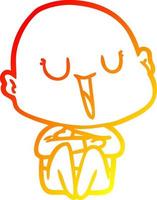 warm gradient line drawing happy cartoon bald man vector