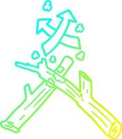 cold gradient line drawing how to start a fire with two sticks vector