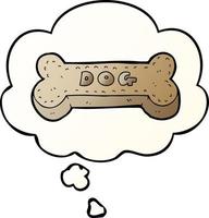 galleta de perro de dibujos animados y burbuja de pensamiento en estilo degradado suave vector