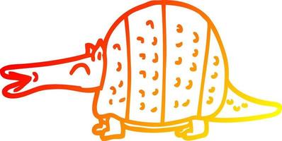 warm gradient line drawing cartoon armadillo vector