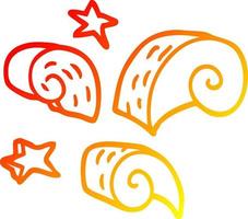 warm gradient line drawing cartoon decorative spiral element vector