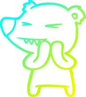 cold gradient line drawing angry polar bear cartoon vector