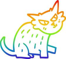 rainbow gradient line drawing cartoon ginger cat vector