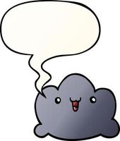 cartoon cloud and speech bubble in smooth gradient style vector