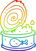 rainbow gradient line drawing cartoon canned food vector