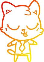 warm gradient line drawing cartoon business cat vector