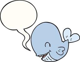 cartoon whale and speech bubble vector